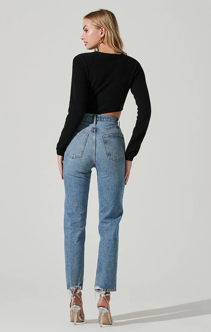 Zenni Cutout Midriff Long Sleeve Bodysuit sold by Astr product image thumbnail 5