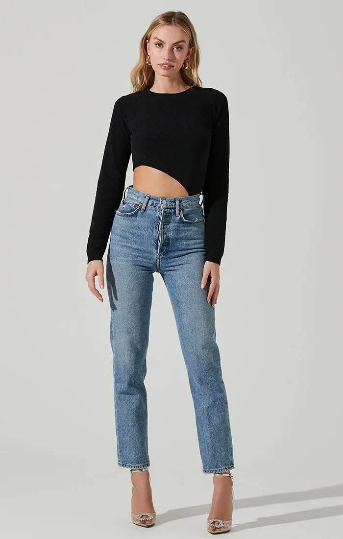 Zenni Cutout Midriff Long Sleeve Bodysuit sold by Astr product image thumbnail 3