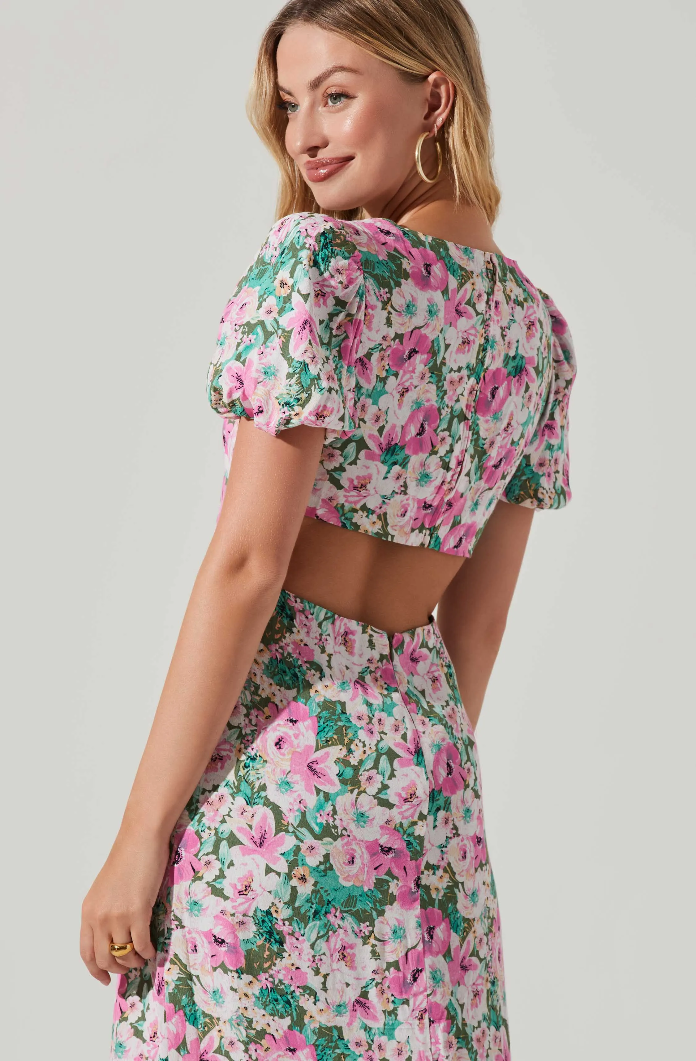 Dayanara Floral Puff Sleeve Midi Dress sold by Astr product image thumbnail 4