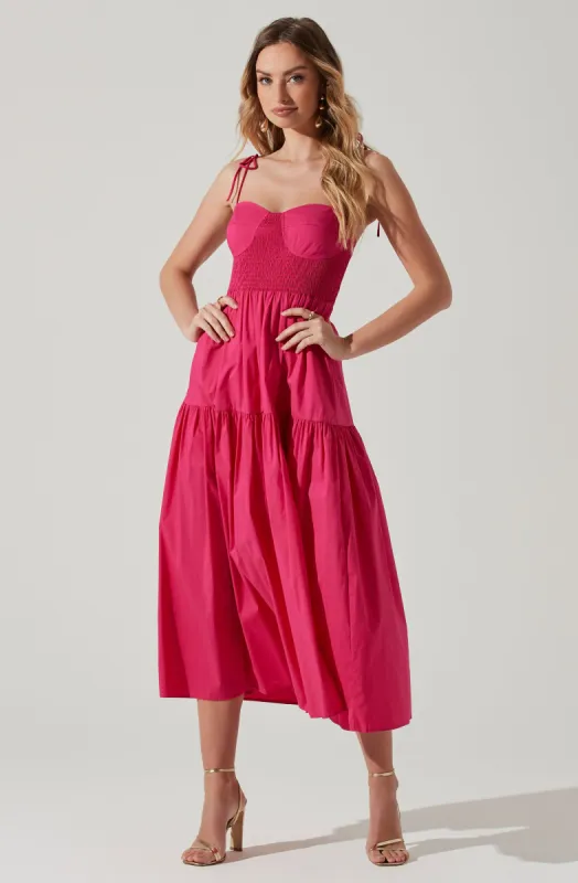 Tiered Smocked Midi Dress sold by Astr