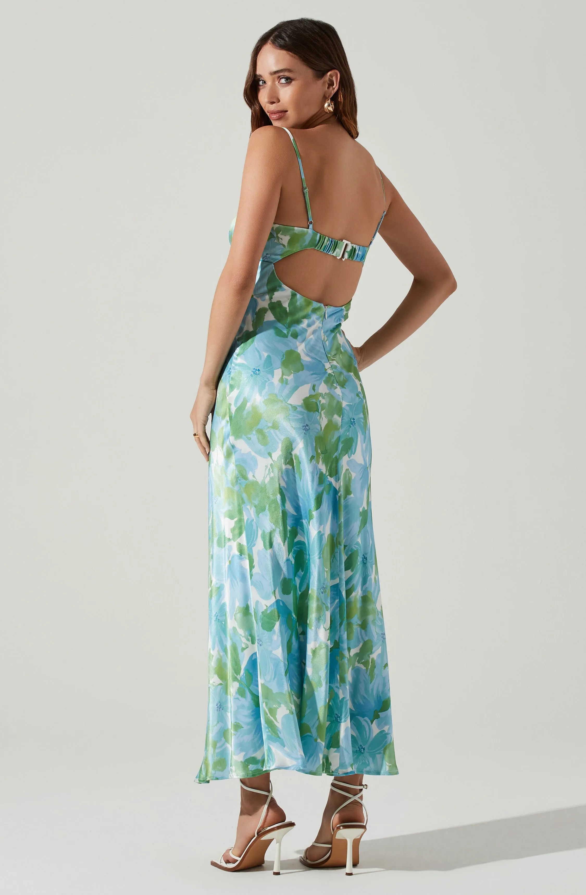 Bellerose Satin Floral Cutout Midi Dress sold by Astr product image thumbnail 4