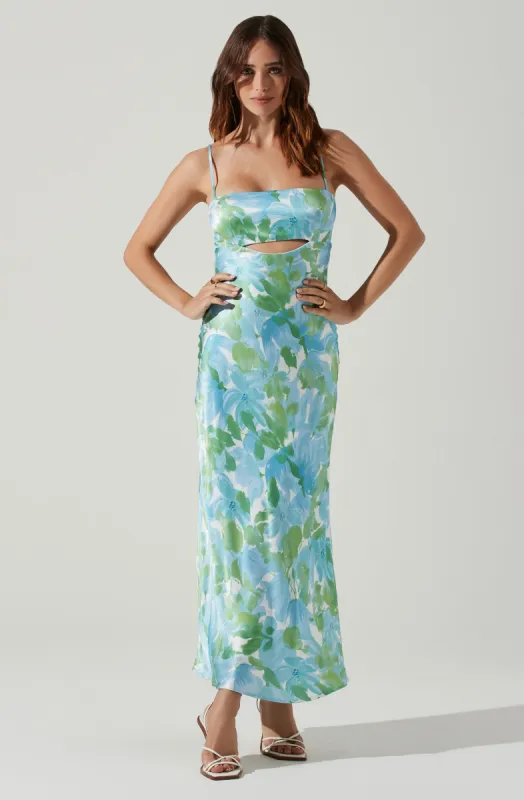 Bellerose Satin Floral Cutout Midi Dress sold by Astr