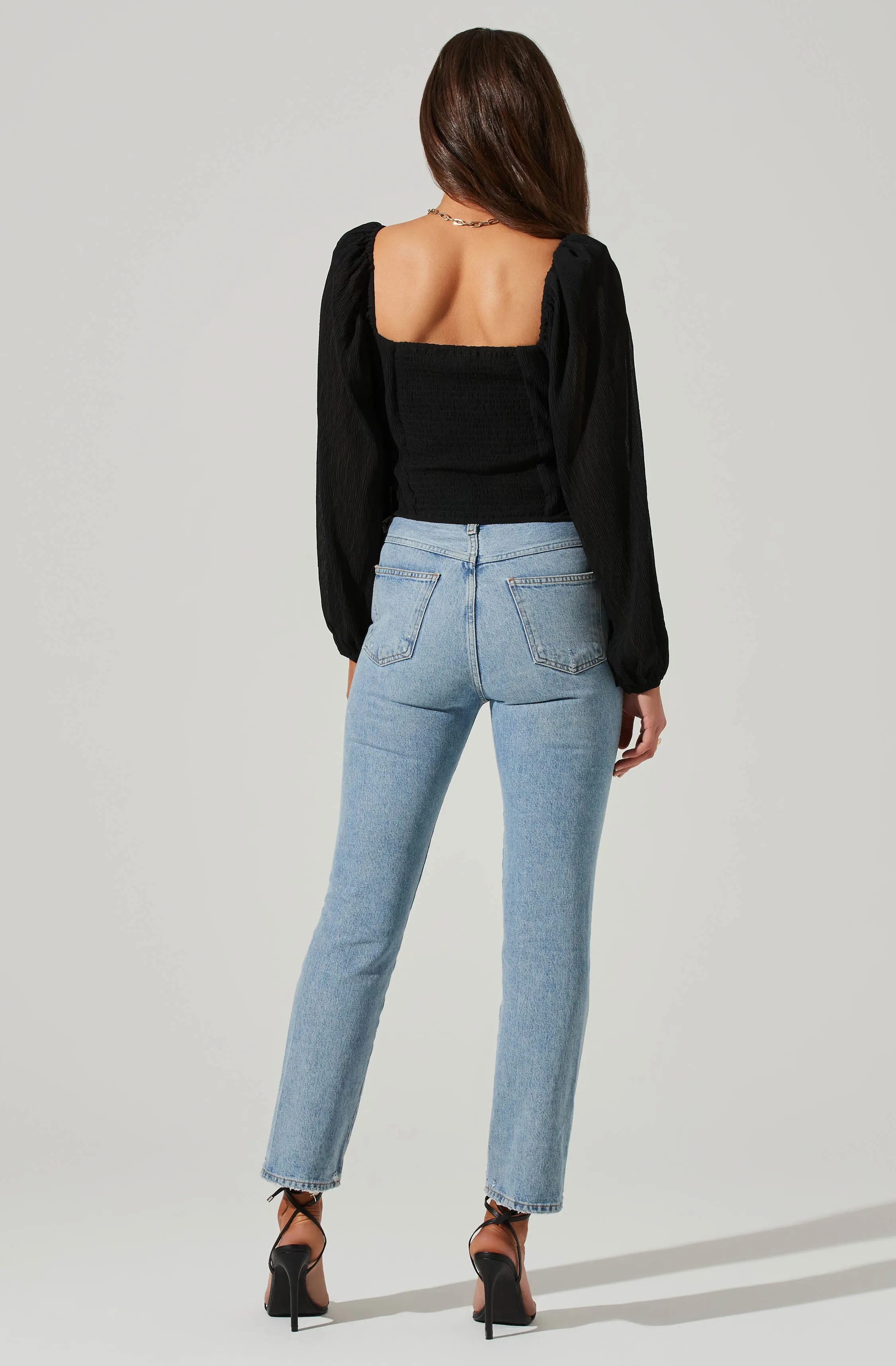 Long Sleeve Plisse Cross Bust Top sold by Astr product image thumbnail 4