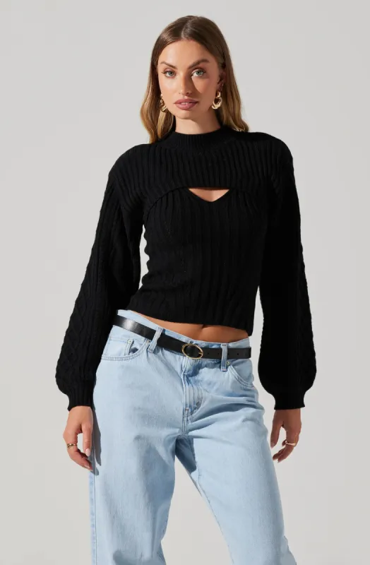 Mock Neck Bolero Sweater sold by Astr