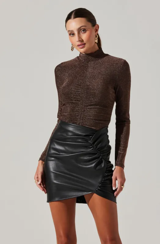 Ruched Mock Neck Long Sleeve Top sold by Astr