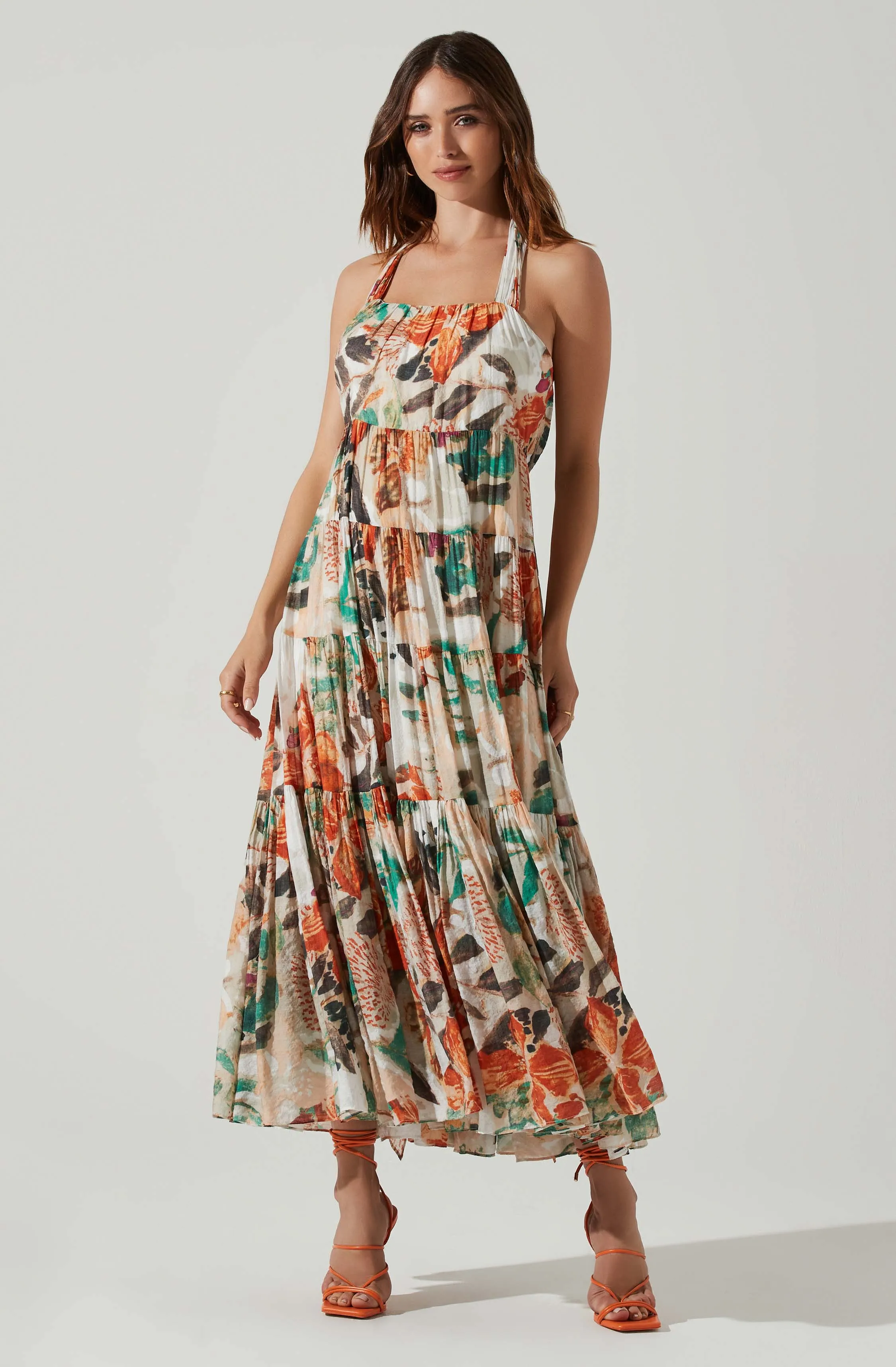 Almina Floral Pleated Midi Dress sold by Astr