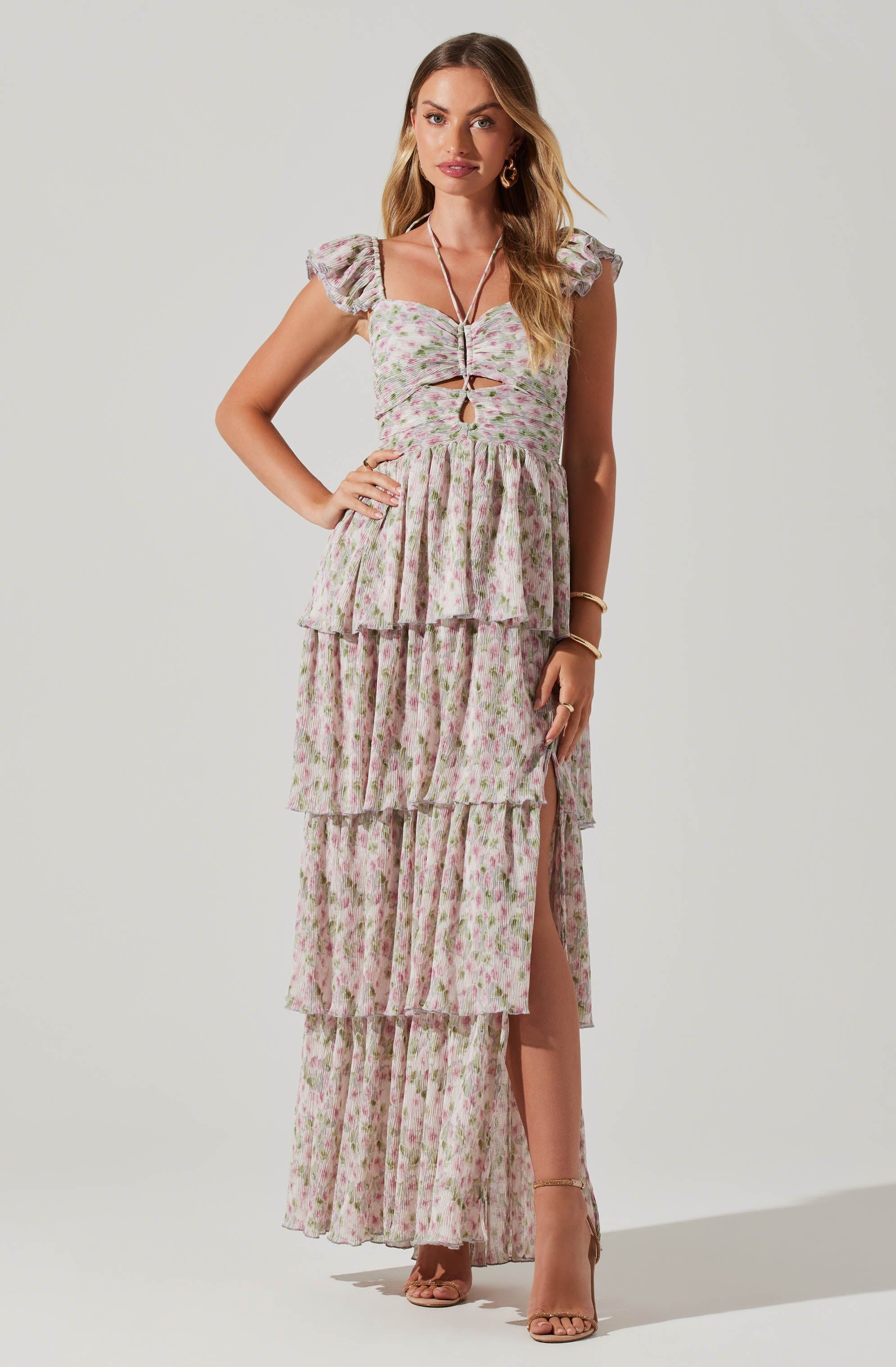 Emmeline Floral Strappy Maxi Dress sold by Astr