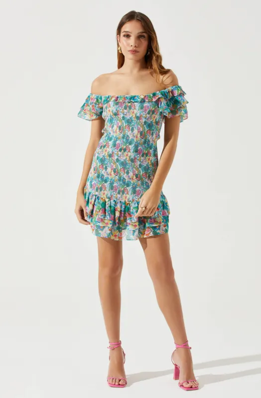 Flutter Sleeve Smocked Mini Dress sold by Astr