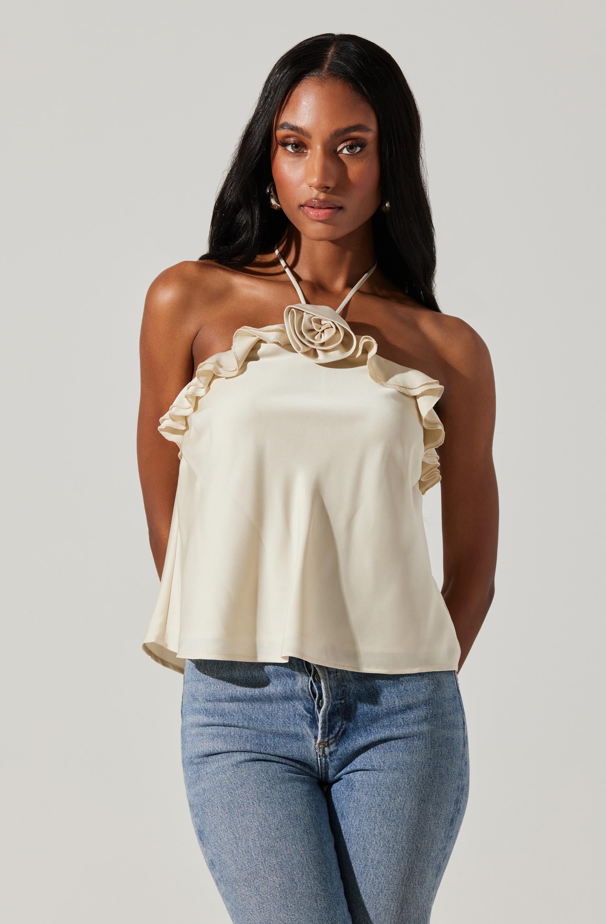 Alix Rosette Halter Neck Top sold by Astr