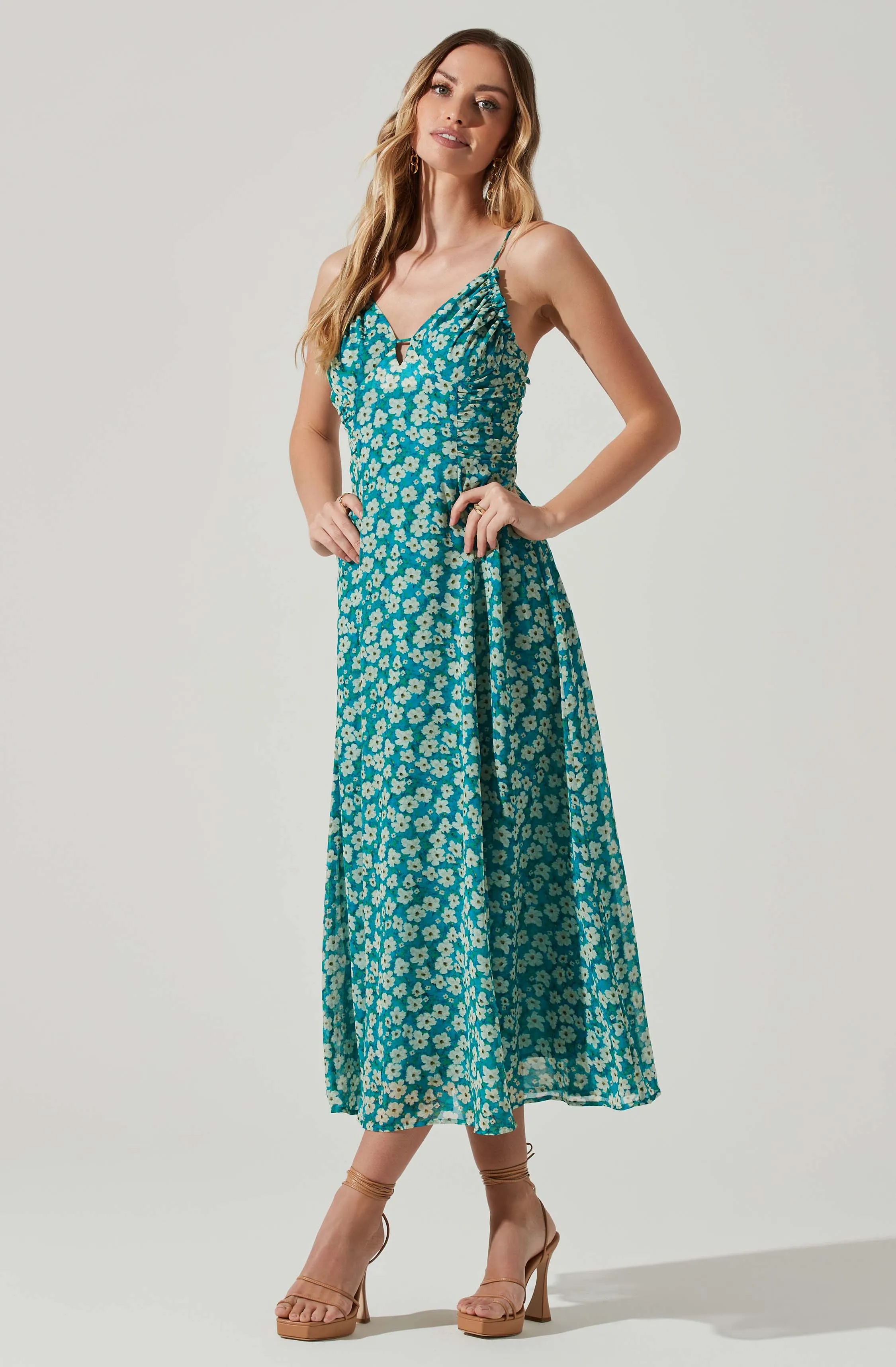 Floral Ruched Bust Midi Dress sold by Astr product image thumbnail 3