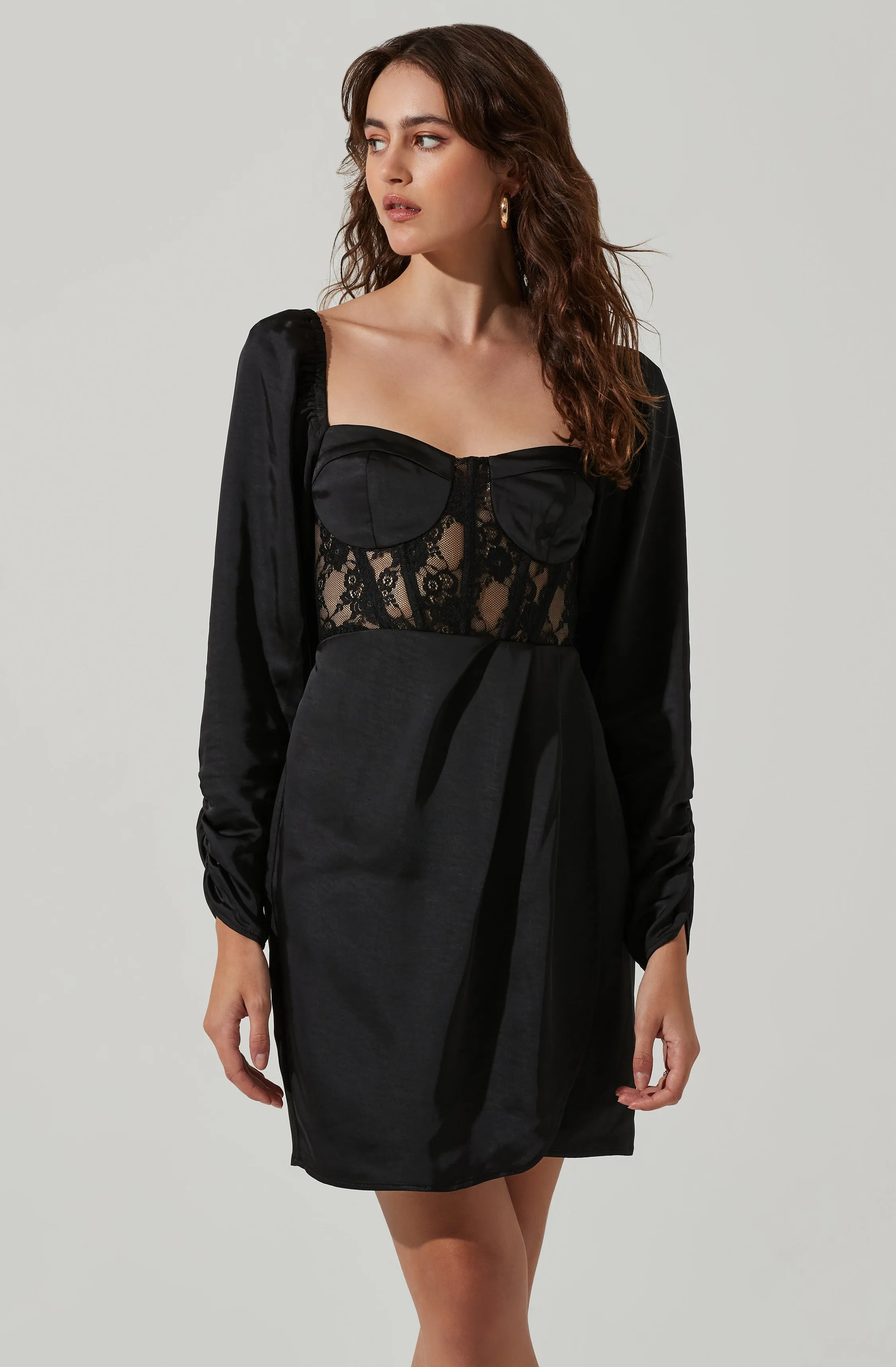 Lace Bustier Long Sleeve Mini Dress sold by Astr product image thumbnail 2