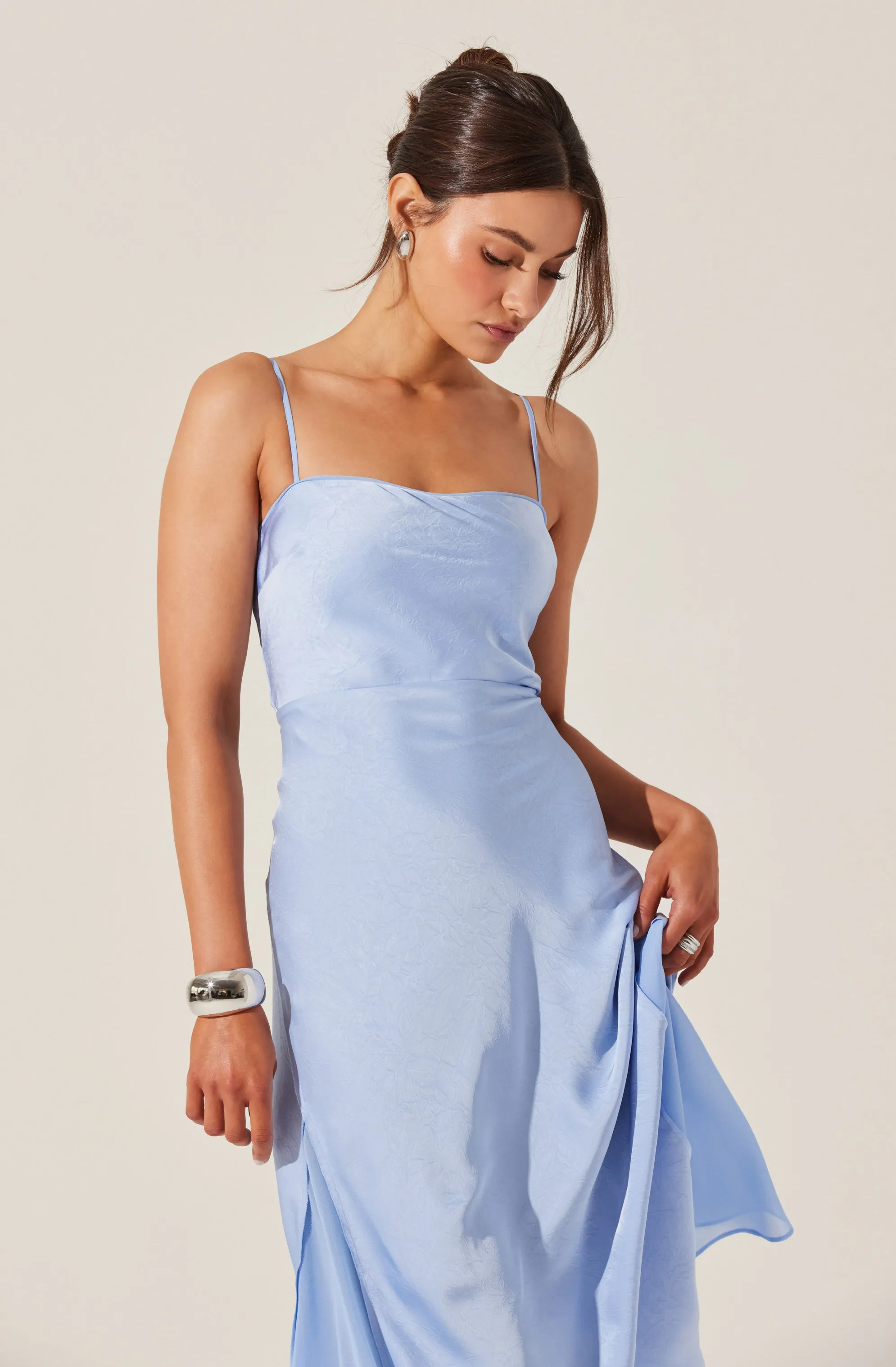 Satin Straight Neck Midi Dress sold by Astr product image thumbnail 5