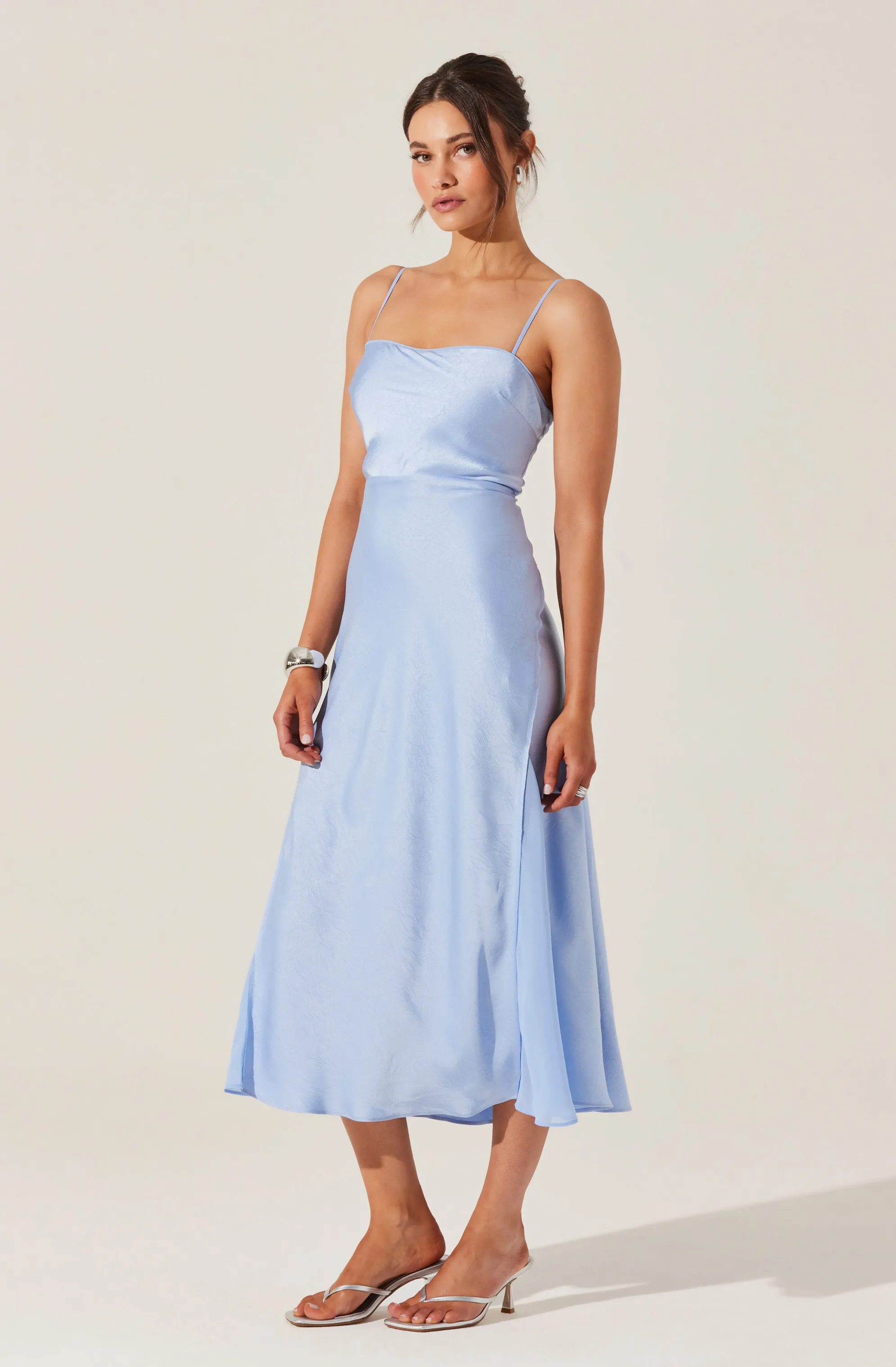 Satin Straight Neck Midi Dress sold by Astr product image thumbnail 3