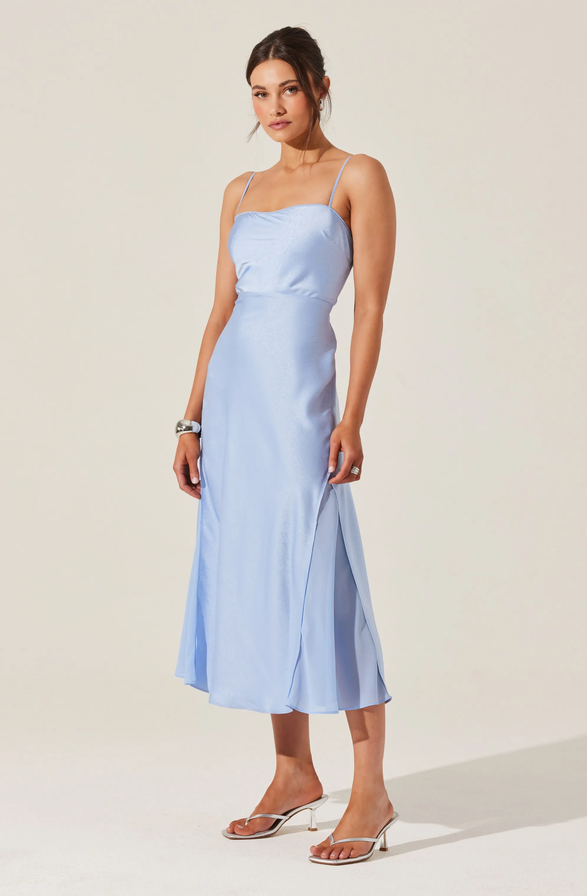 Satin Straight Neck Midi Dress sold by Astr