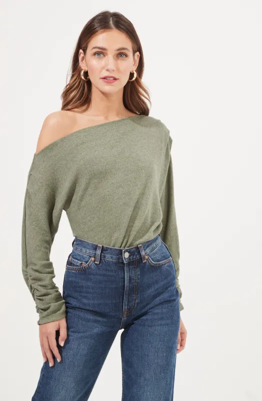 Lorella Ribbed Knit Off Shoulder Bodysuit sold by Astr