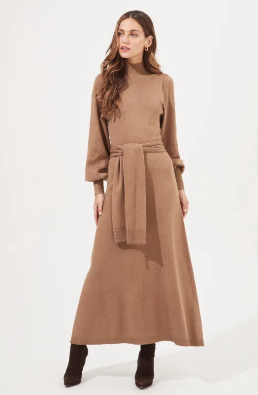 Julianne Tie Waist Sweater Maxi Dress made by Astr