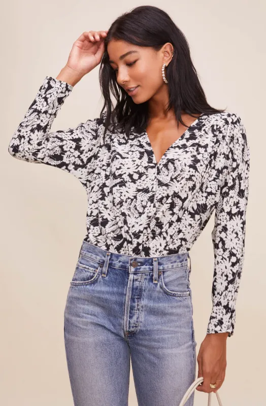 Drape Front Long Sleeve Bodysuit sold by Astr
