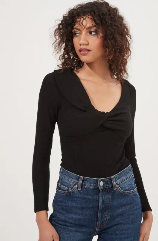 Iggy Twist Front Long Sleeve Bodysuit made by Astr