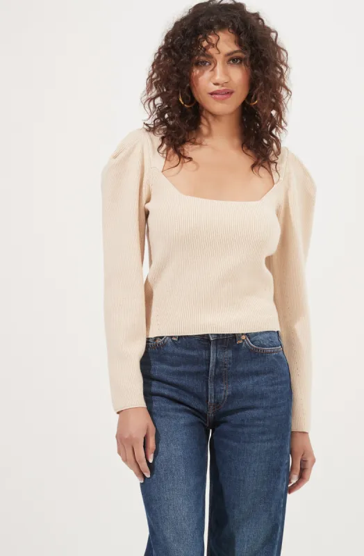 Catalina Volume Shoulder Cutout Sweater sold by Astr