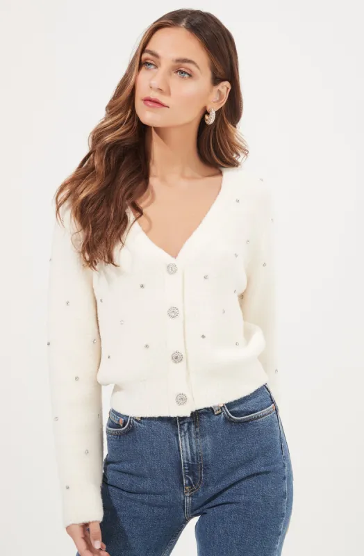 Tea Party Rhinestone Embellished Cardigan made by Astr