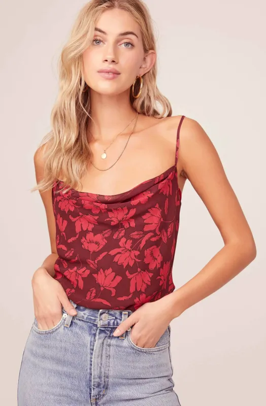 Cowl Drape Floral Cami sold by Astr