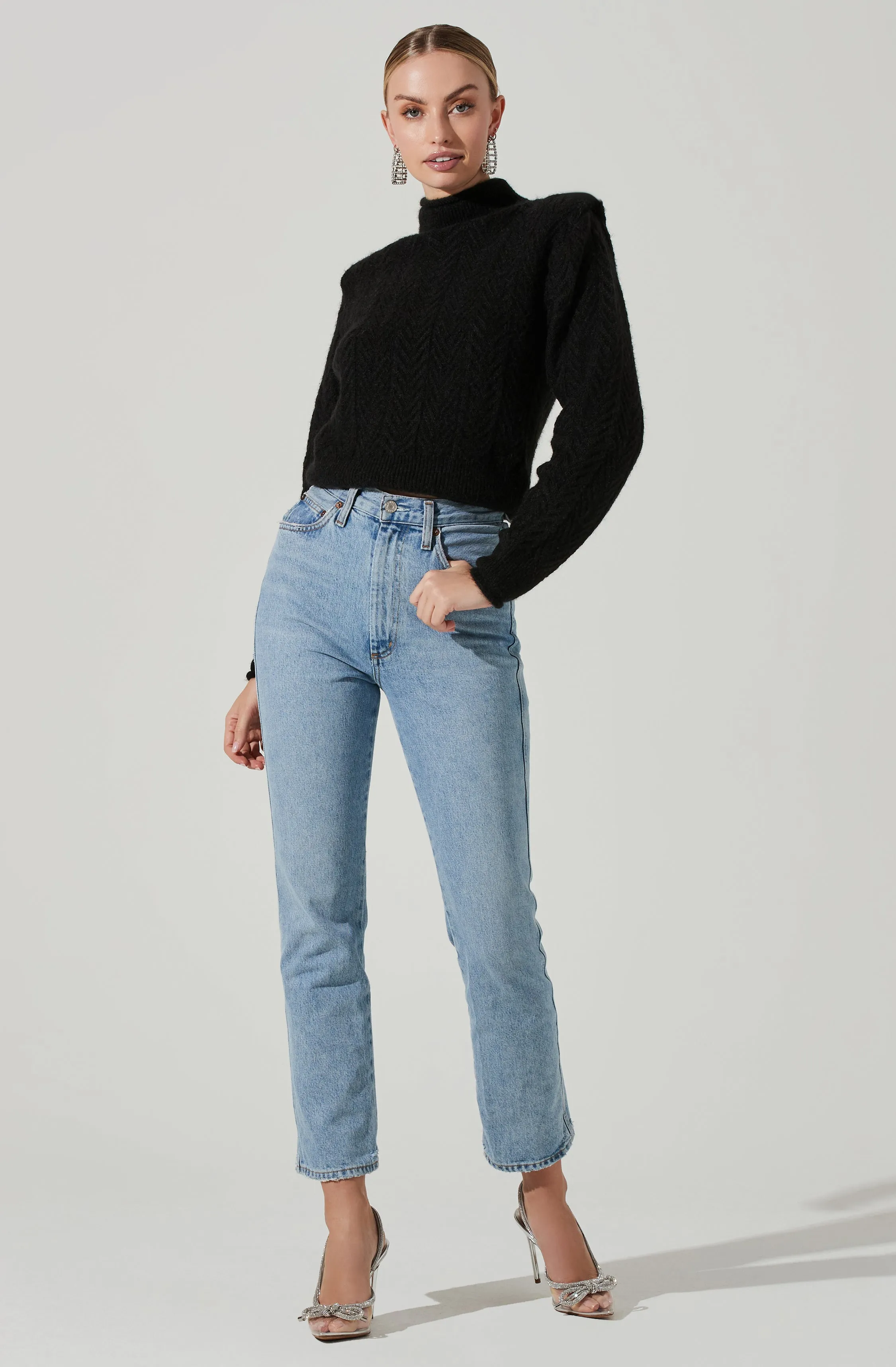Carlota Cable Knit Mock Neck Sweater sold by Astr product image thumbnail 2