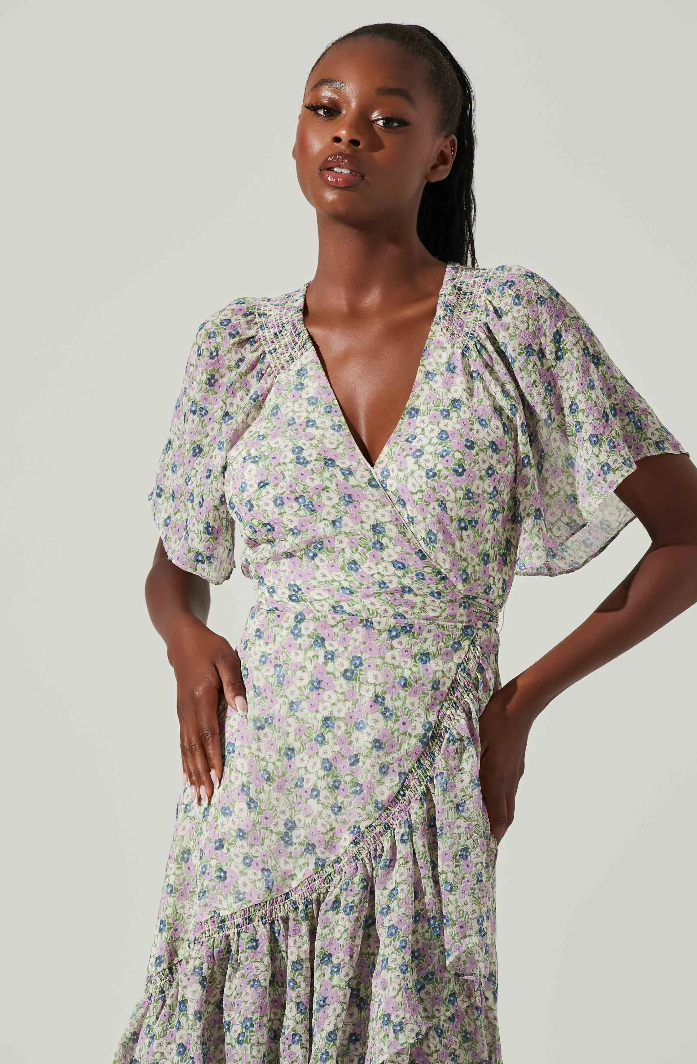 Adella Floral Ruffle Midi Dress sold by Astr product image thumbnail 2