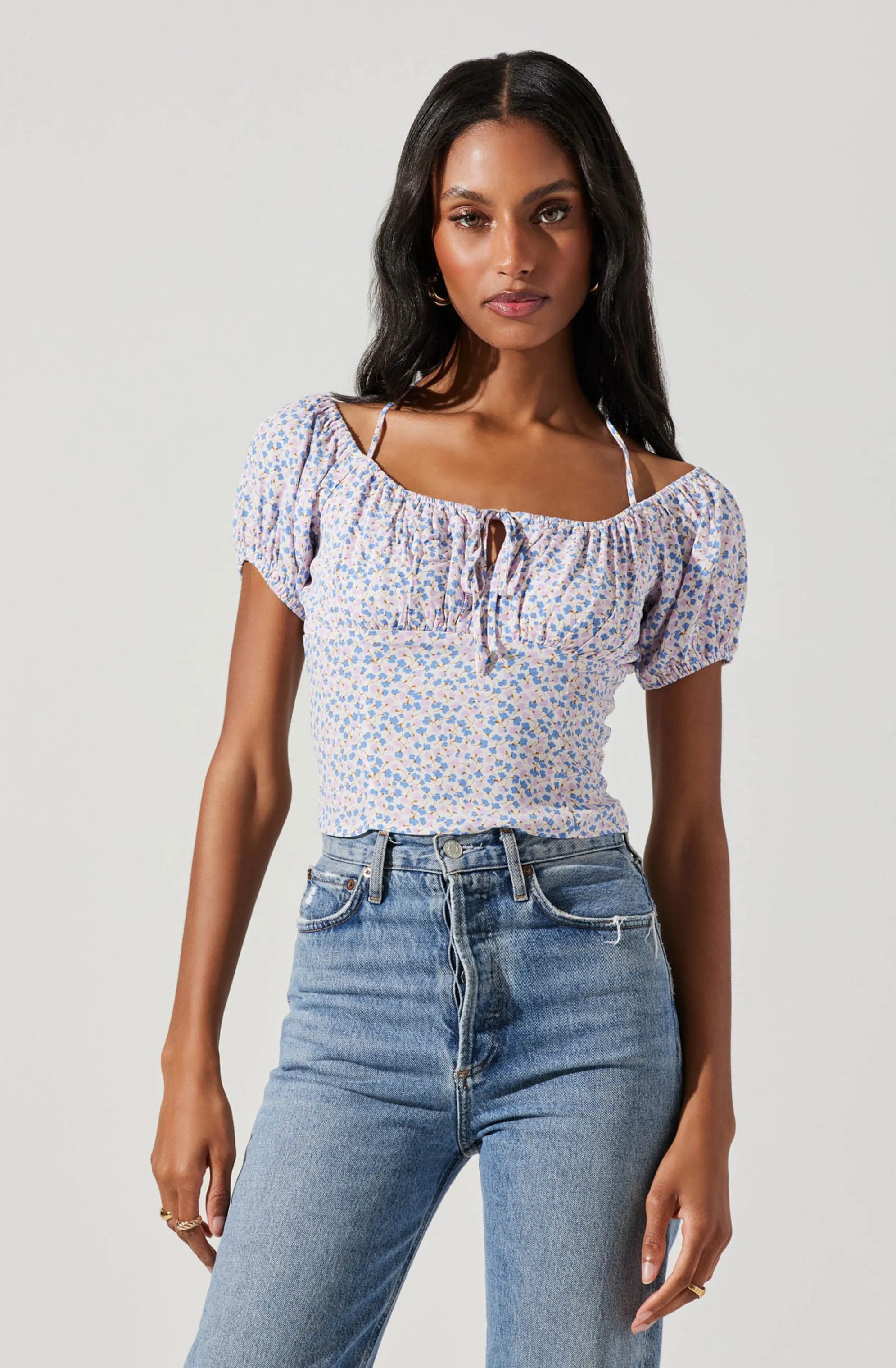Smocked Halter Tie Floral Top sold by Astr product image thumbnail 3