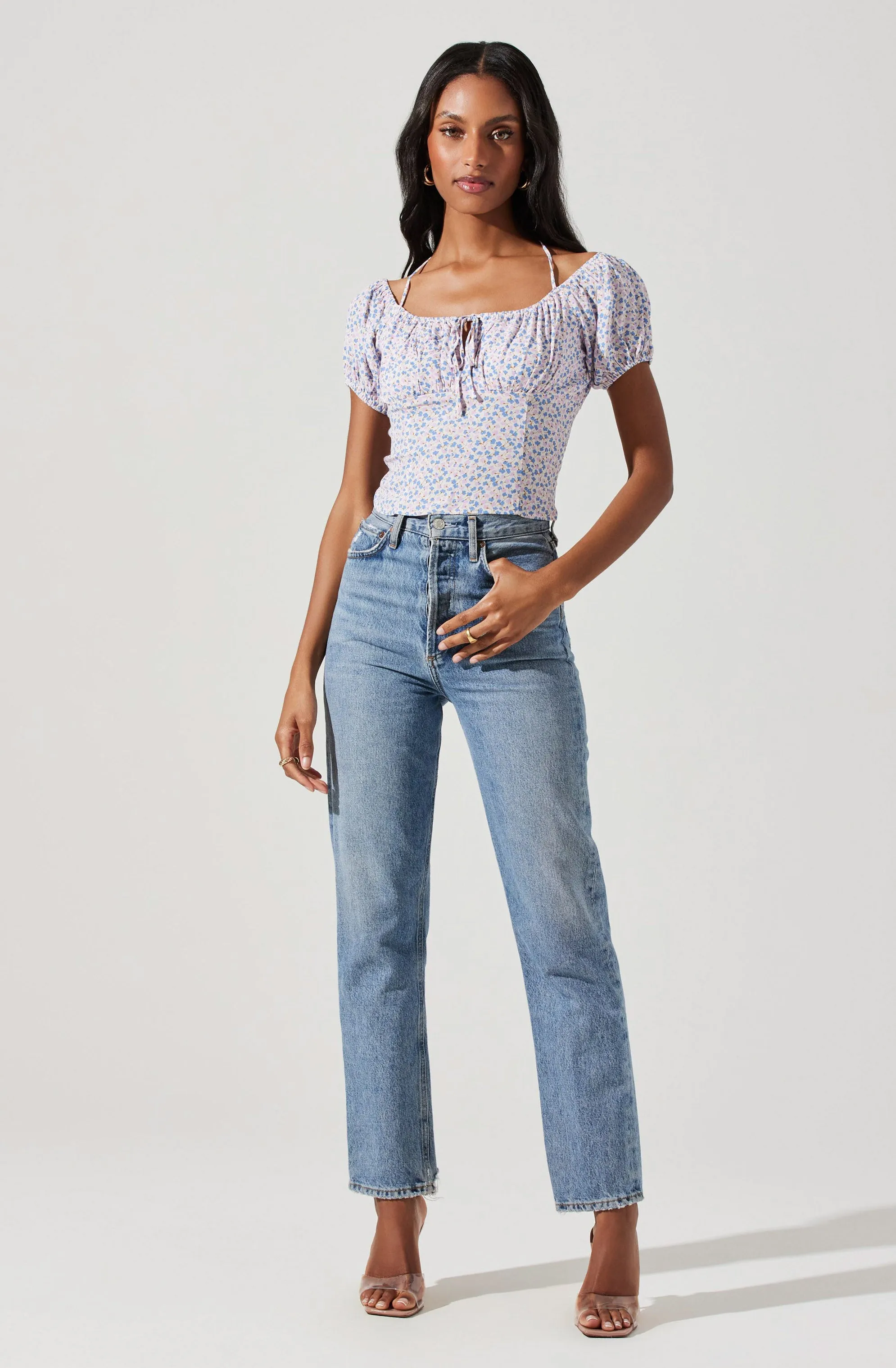 Smocked Halter Tie Floral Top sold by Astr product image thumbnail 2