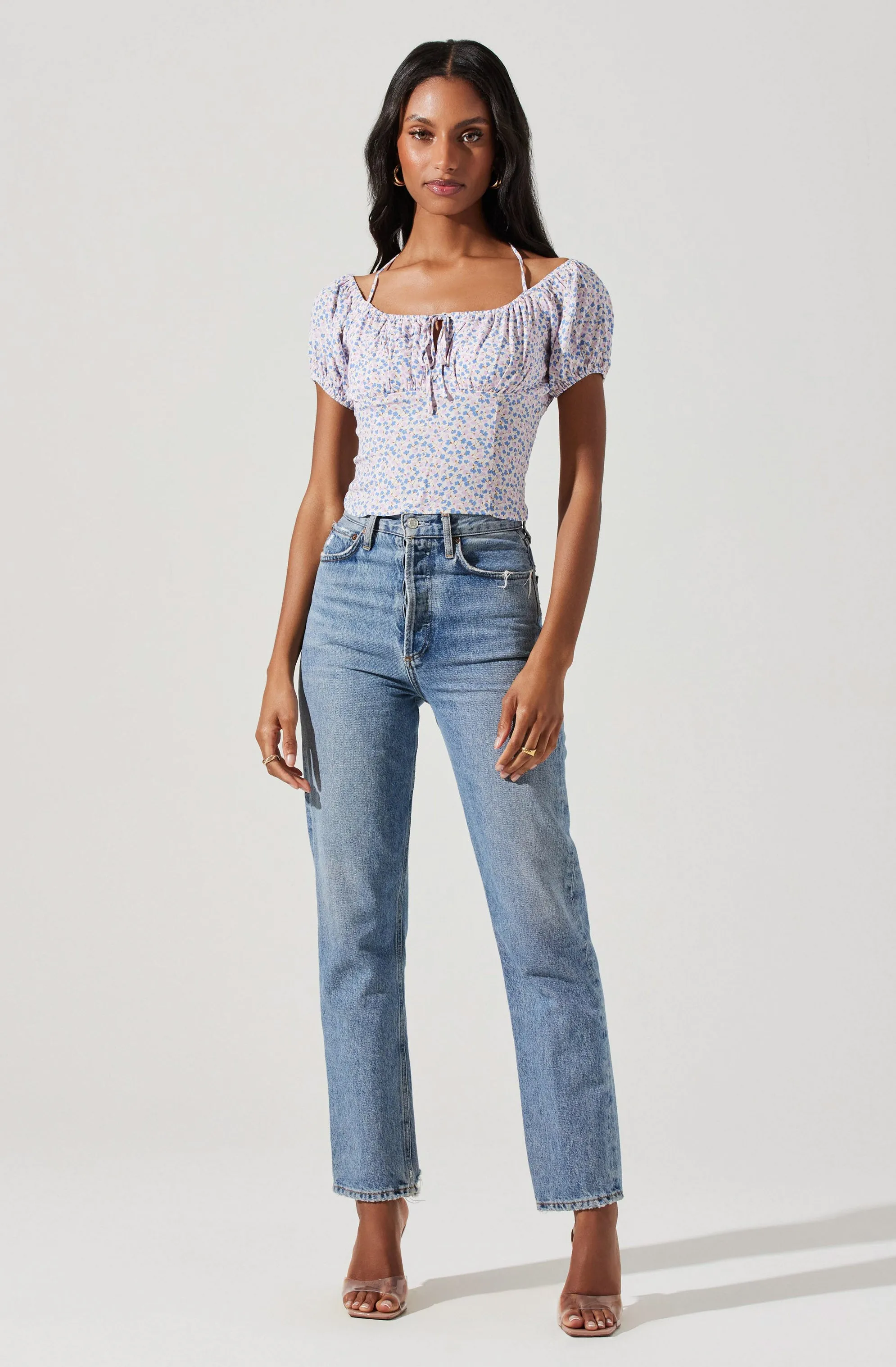 Smocked Halter Tie Floral Top sold by Astr product image thumbnail 4