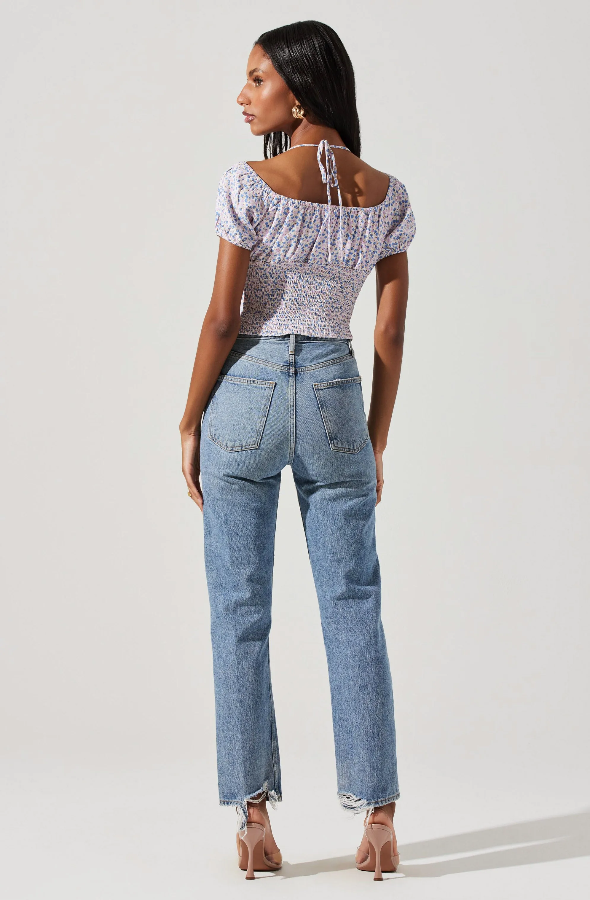 Smocked Halter Tie Floral Top sold by Astr product image thumbnail 5