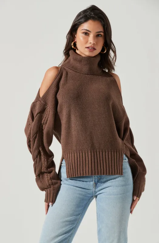 Ariella Shoulder Cutout Turtleneck Sweater sold by Astr