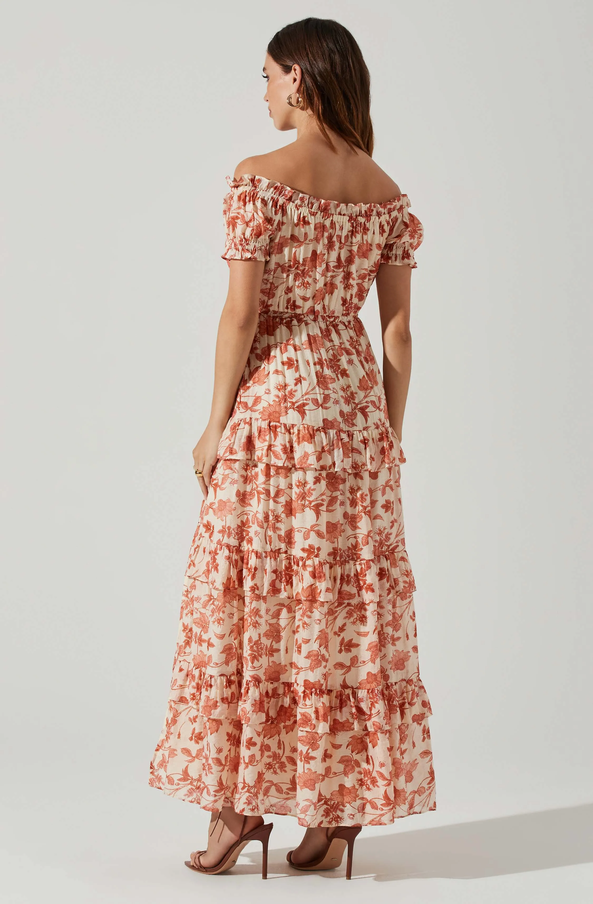 Viona Floral Off Shoulder Tiered Maxi Dress sold by Astr product image thumbnail 5