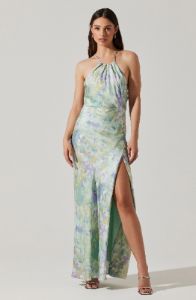 Elynor Satin Halter Maxi Dress sold by Astr