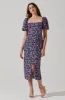 Floral Square Neck Slit Front Midi Dress sold by Astr