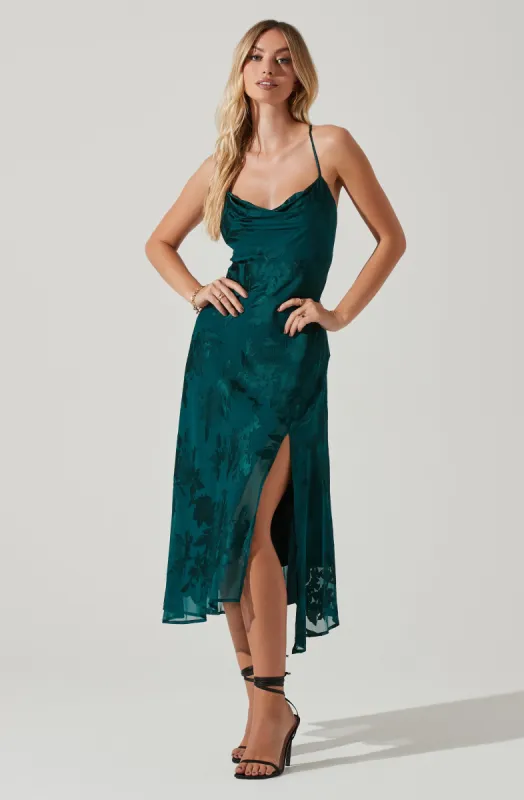 Gaia Floral Burnout Midi Dress sold by Astr