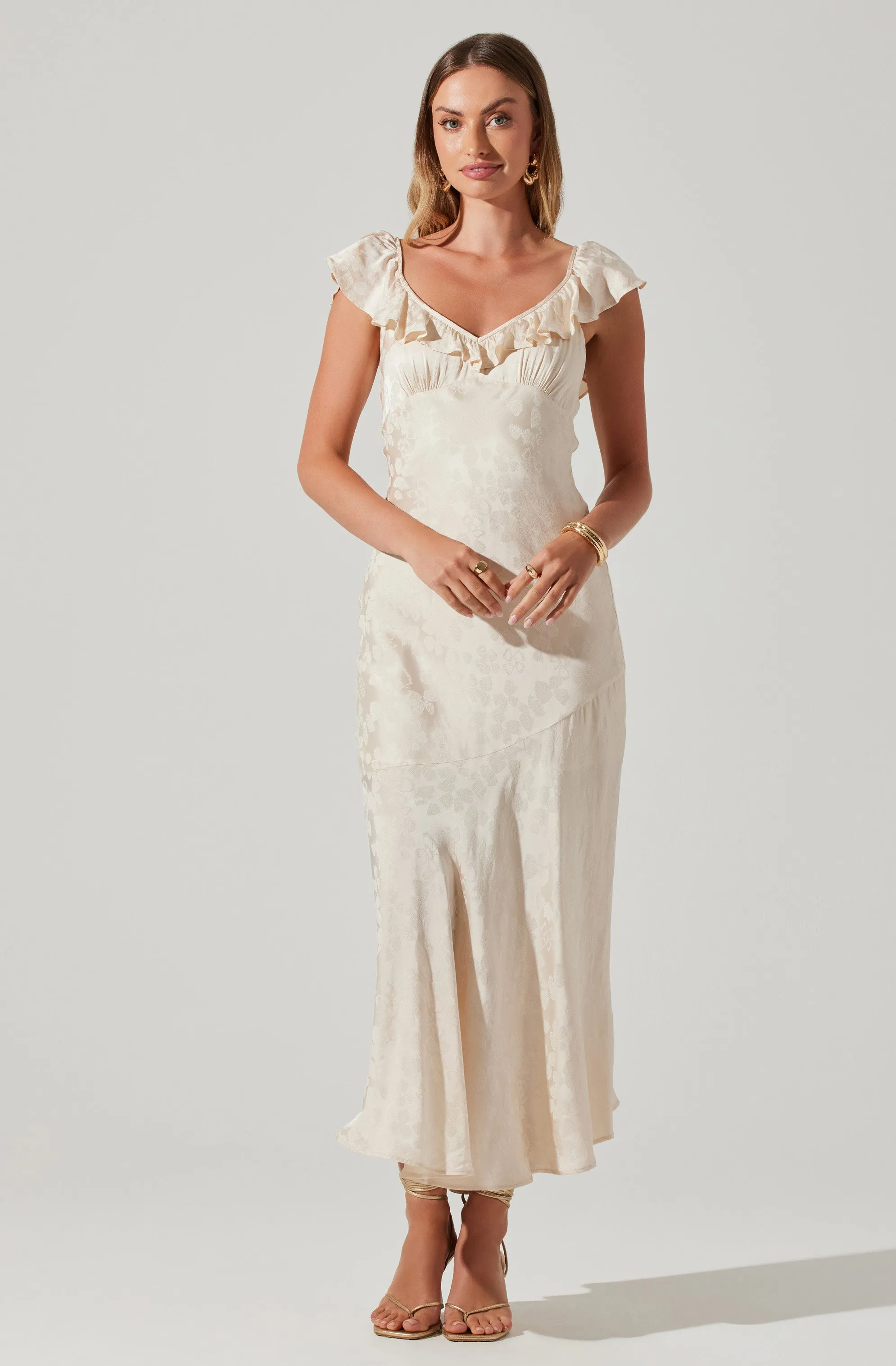 Freesia Jacquard Print Ruffle Midi Dress sold by Astr product image thumbnail 3