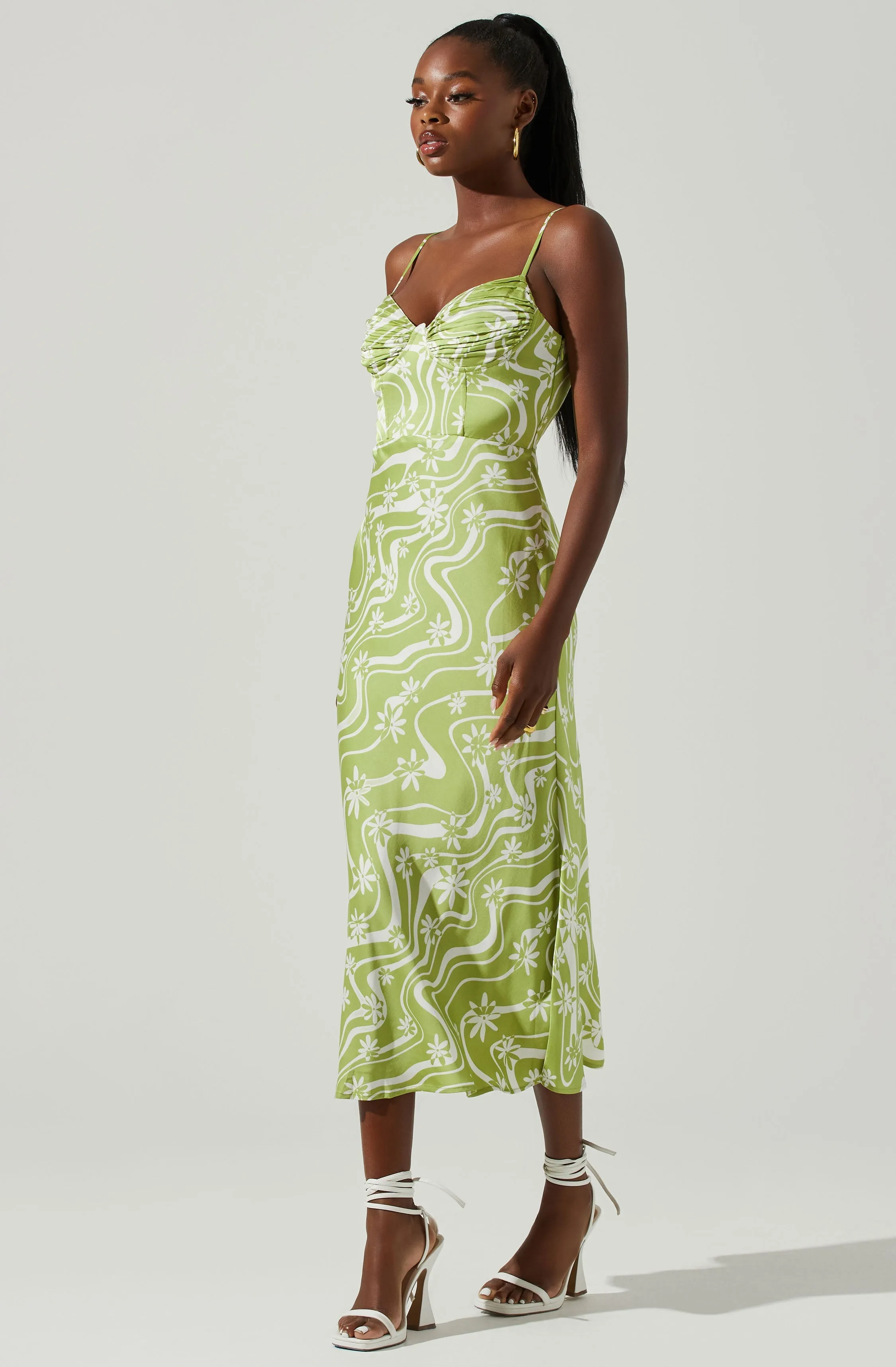 Mabel Retro Floral Bustier Midi Dress sold by Astr