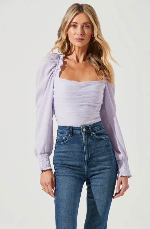 Puff Sleeve Square Neck Top sold by Astr