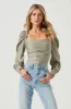 Puff Sleeve Square Neck Top sold by Astr