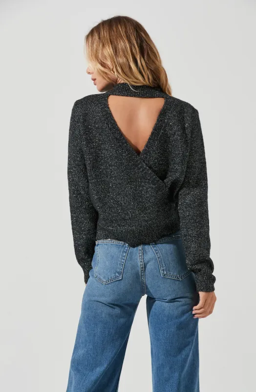Arabella Metallic Open Back Sweater sold by Astr