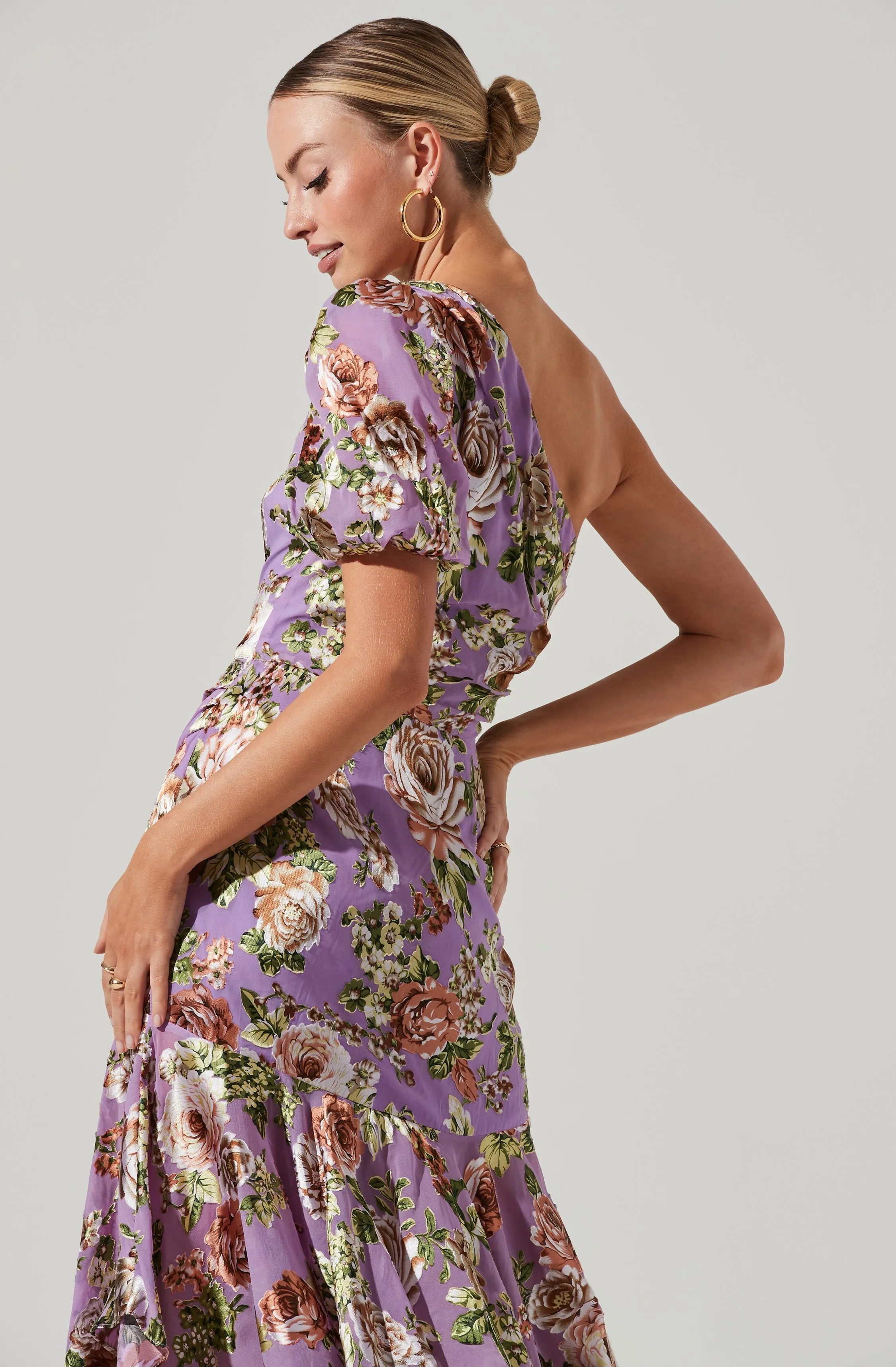Santorini Floral One Shoulder Midi Dress sold by Astr product image thumbnail 4