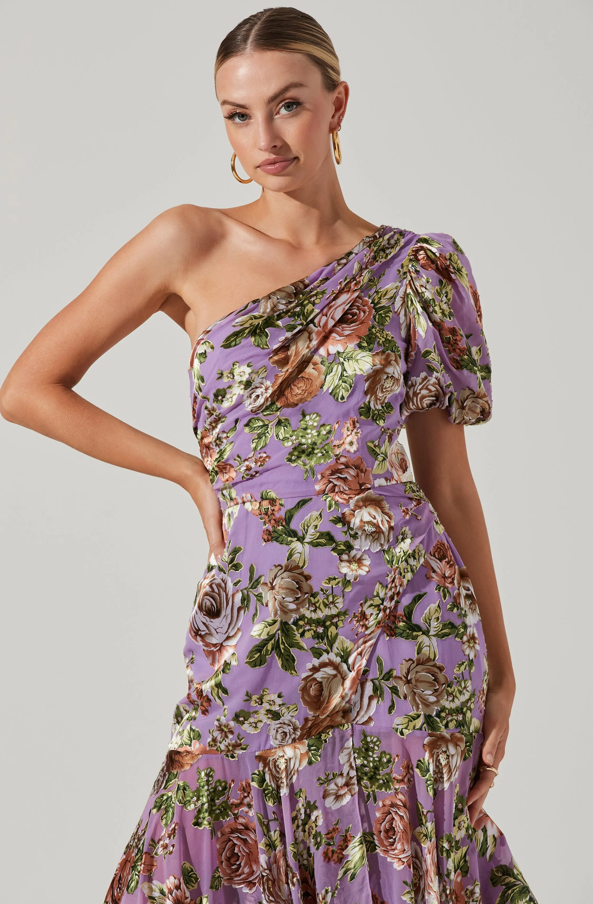 Santorini Floral One Shoulder Midi Dress sold by Astr product image thumbnail 3