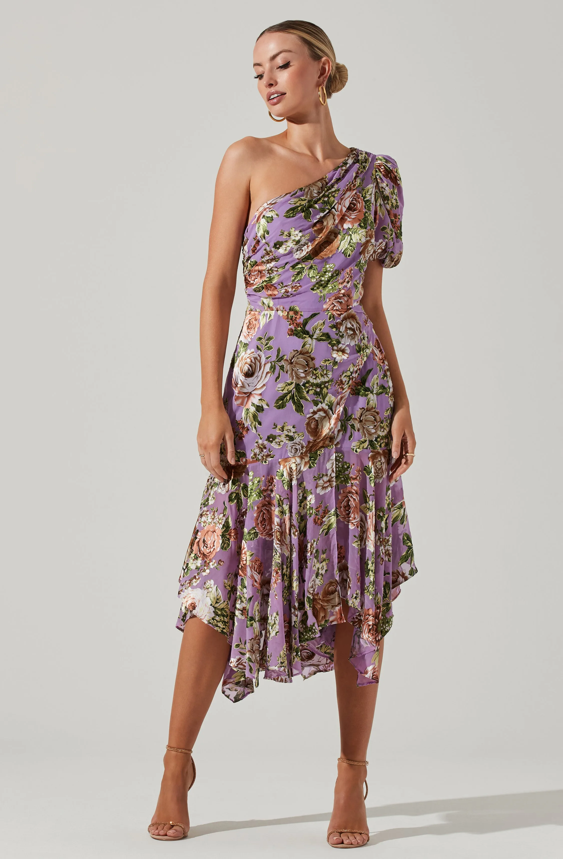 Santorini Floral One Shoulder Midi Dress sold by Astr product image thumbnail 2