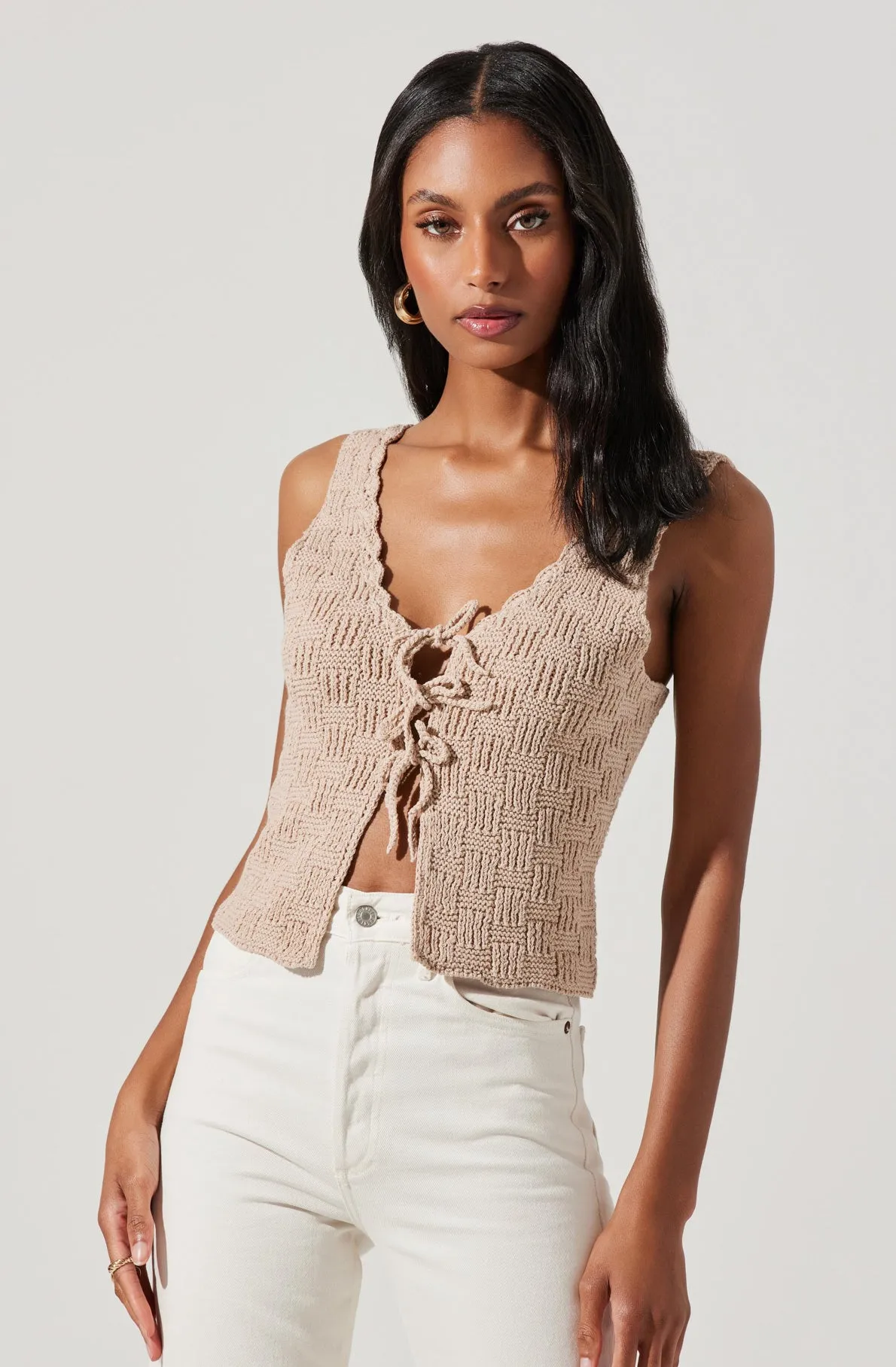 Crochet Front Tie Flyaway Top sold by Astr product image thumbnail 3