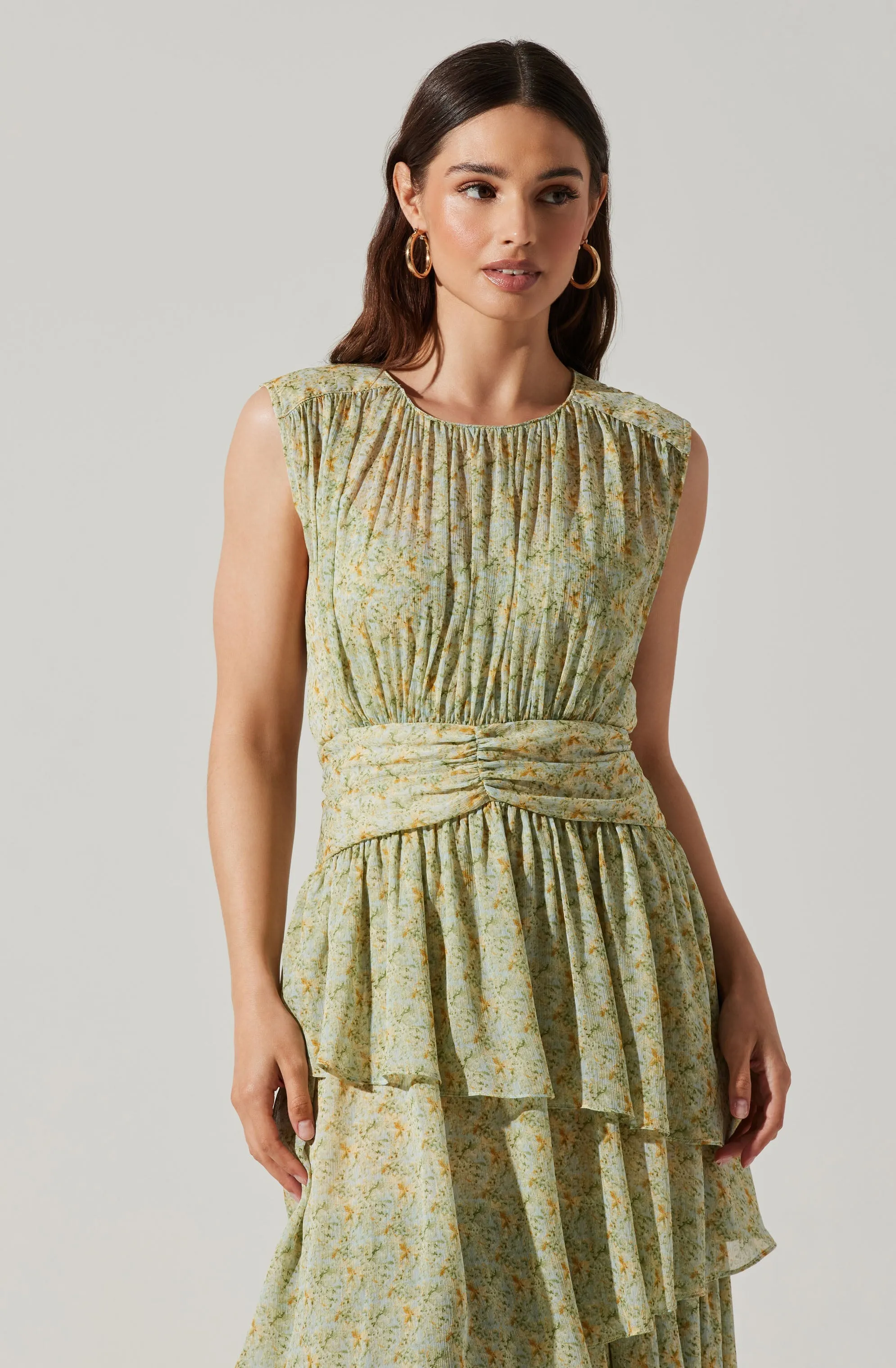 Clio Floral Tiered Ruffled Midi Dress sold by Astr product image thumbnail 2