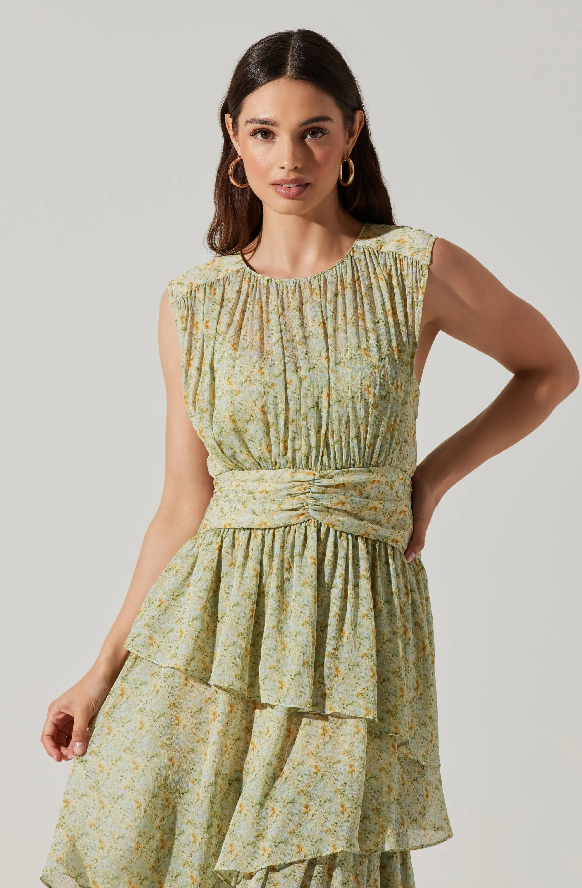 Clio Floral Tiered Ruffled Midi Dress sold by Astr product image thumbnail 4