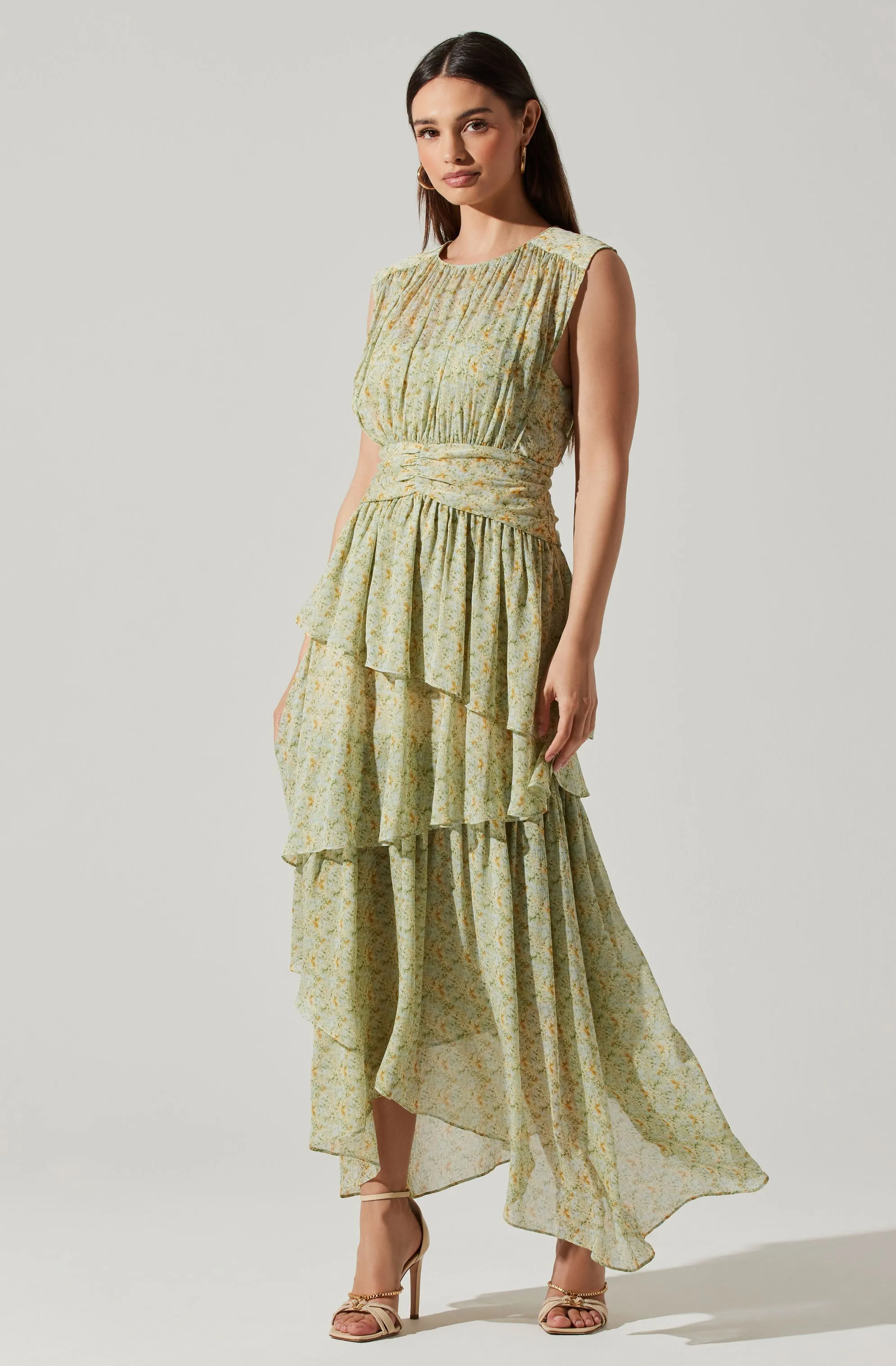 Clio Floral Tiered Ruffled Midi Dress sold by Astr product image thumbnail 3