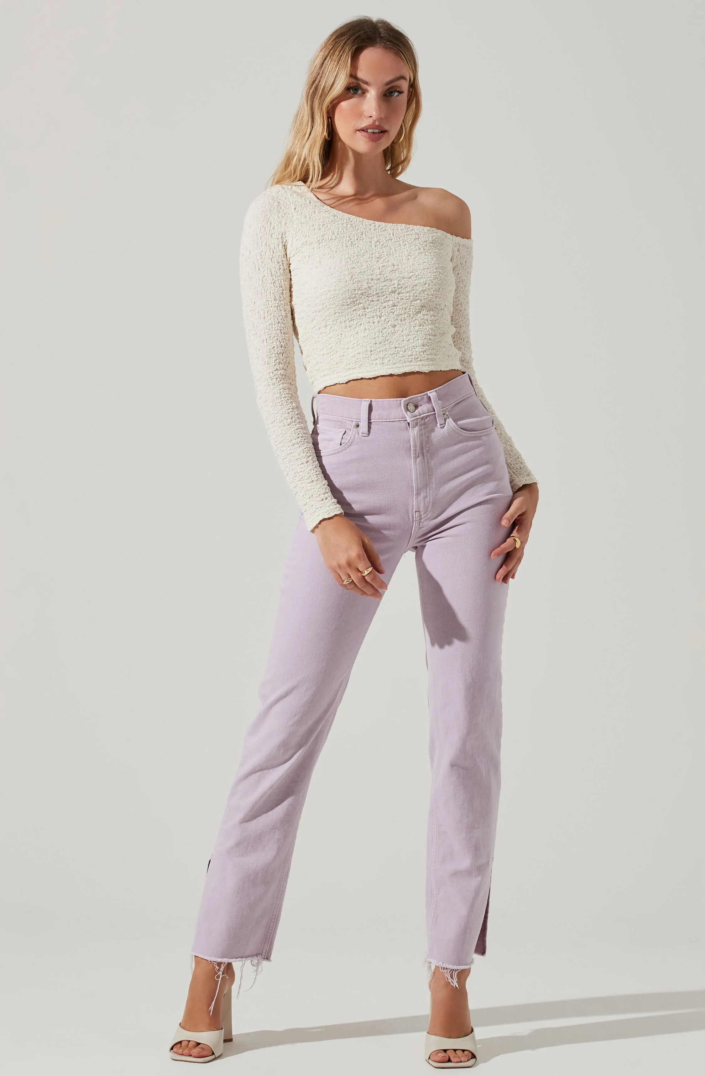 Finley Crinkled Off Shoulder Long Sleeve Crop Top sold by Astr product image thumbnail 2