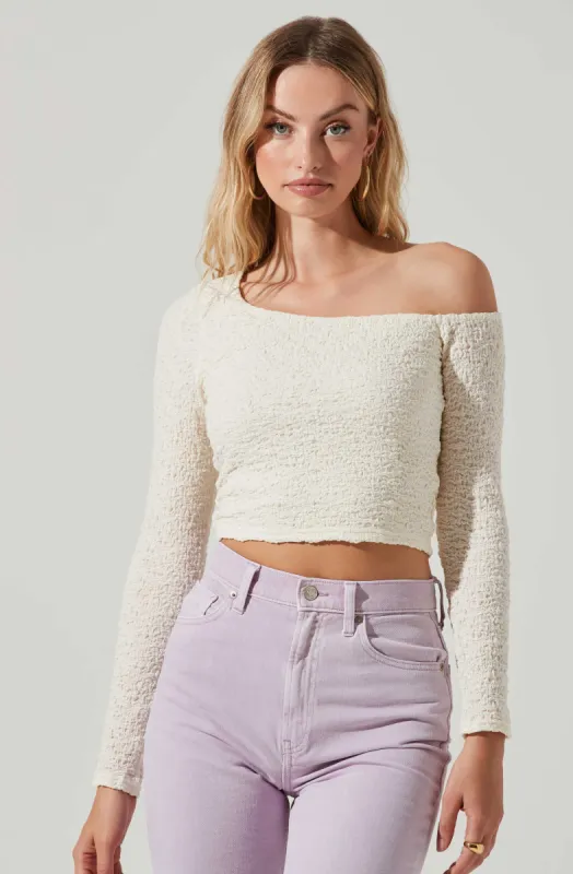 Finley Crinkled Off Shoulder Long Sleeve Crop Top sold by Astr